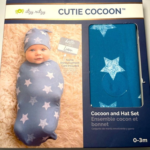 New Itsy Ritsy Cutie Cocoon Star Swaddle & Hat - Picture 1 of 3